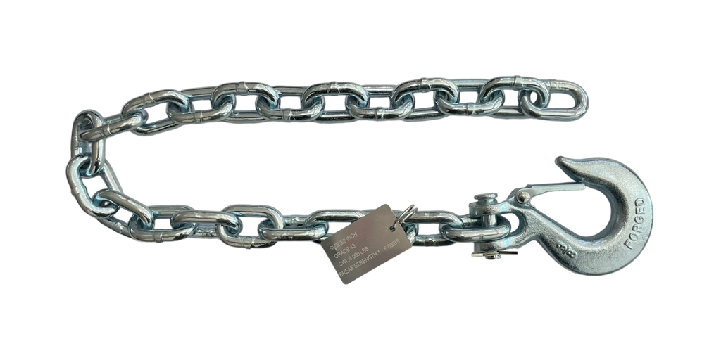 CADENA DE SEGURIDAD CON GANCHO, GRADO 43, 3/8" (PLATEADA) *