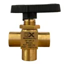 3-WAY BALL VALVE, 1/4" NPT FEMALE, 2,500 PSI