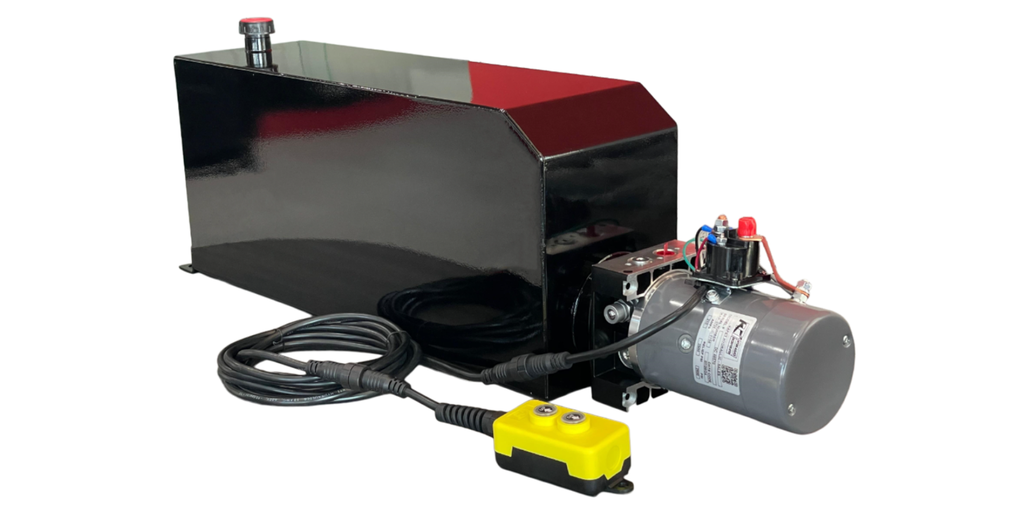KTI HYDRAULIC PUMP KIT, 2 BUTTONS, SINGLE ACTING, 9-GALLON METAL RESERVOIR