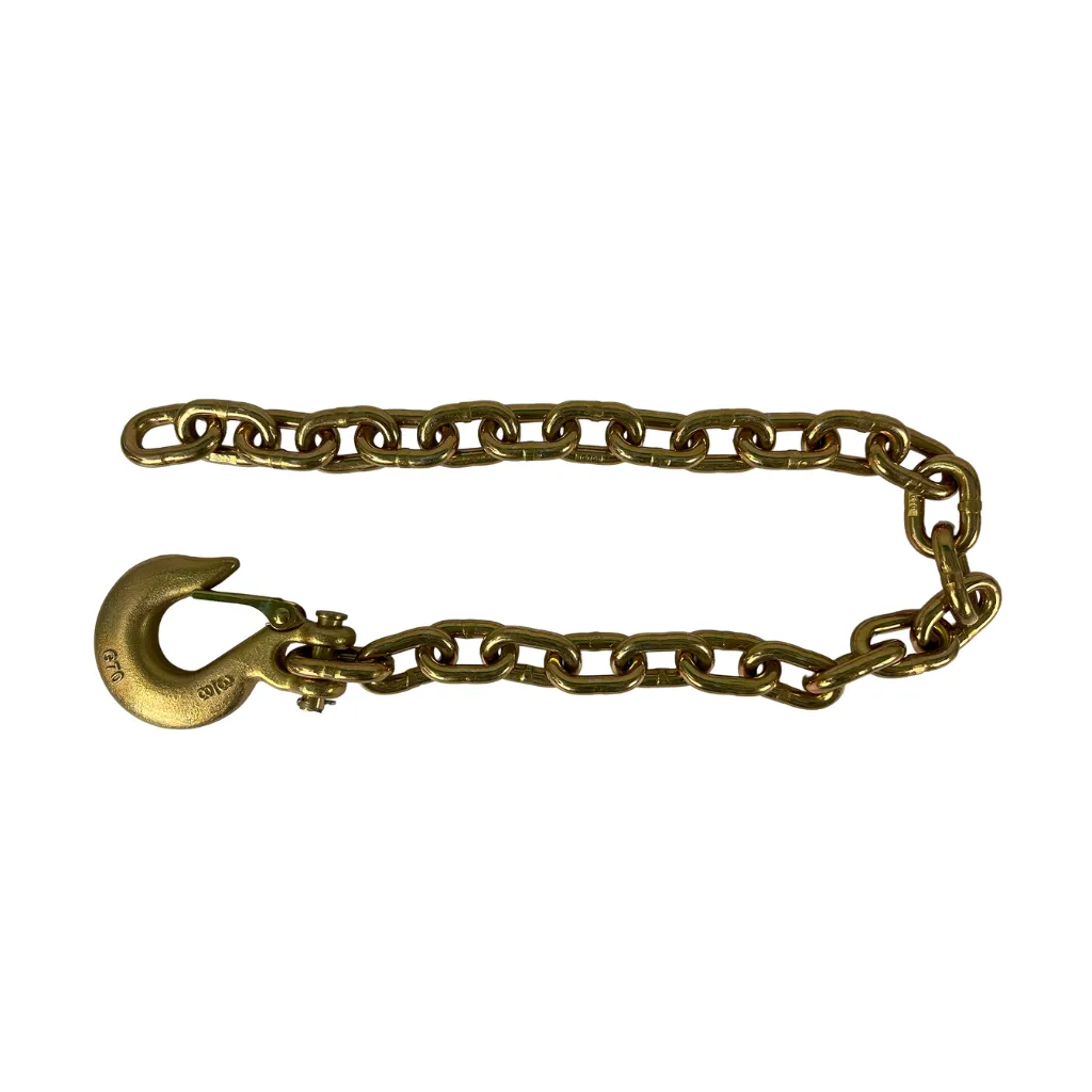SAFETY CHAIN WITH HOOK, GRADE 70, 3/8" (GOLD) 35"