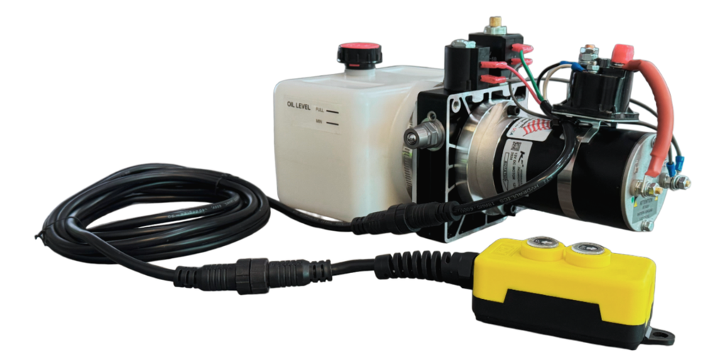 [DC3K000007] BOMBA HIDRÁULICA KTI 2 BOTONES, DOBLE ACCIÓN, 2 QUART (MOTOR DE 3") 0.8KW, CHICA, 12V