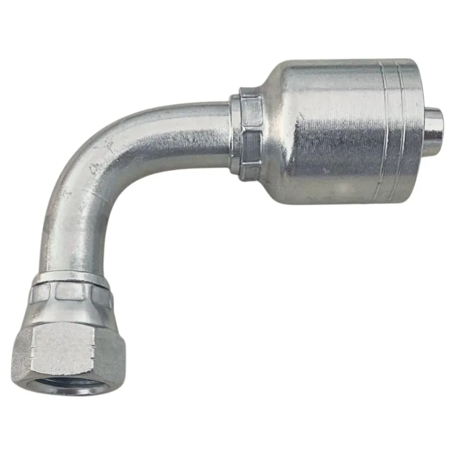 CONECTOR EN CODO DE 90 GRADOS ROSCA JIC 3/8" HEMBRA PARA MANG. R1 Y R2 (UNA SOLA PIEZA)