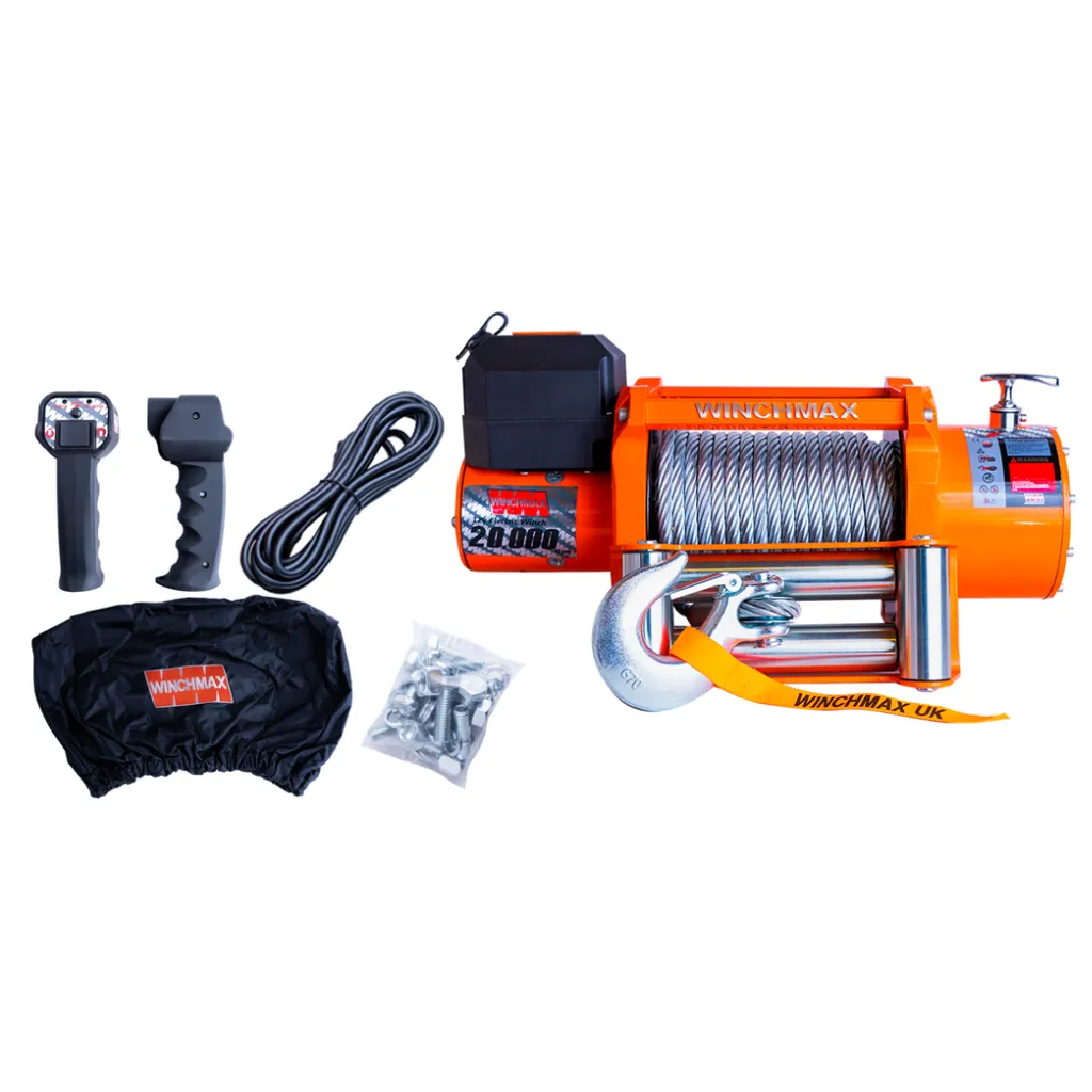 WINCH CON CABLE DE ACERO WICHMAX 65' – 20,000 LBS – 12V – NARANJA – C