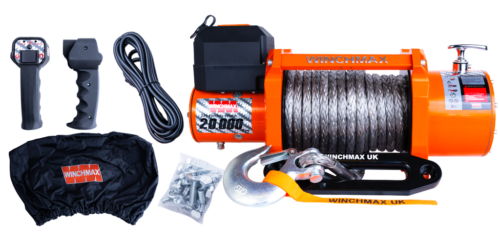 WINCH CON CUERDA SINTETICA WICHMAX 65' – 20,000 LBS – 12V – NARANJA – C
