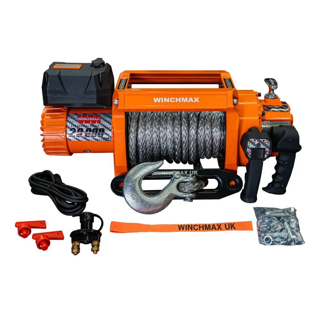 WINCH CON CUERDA SINTETICA WICHMAX 65' – 20,000 LBS – 12V – NARANJA – C