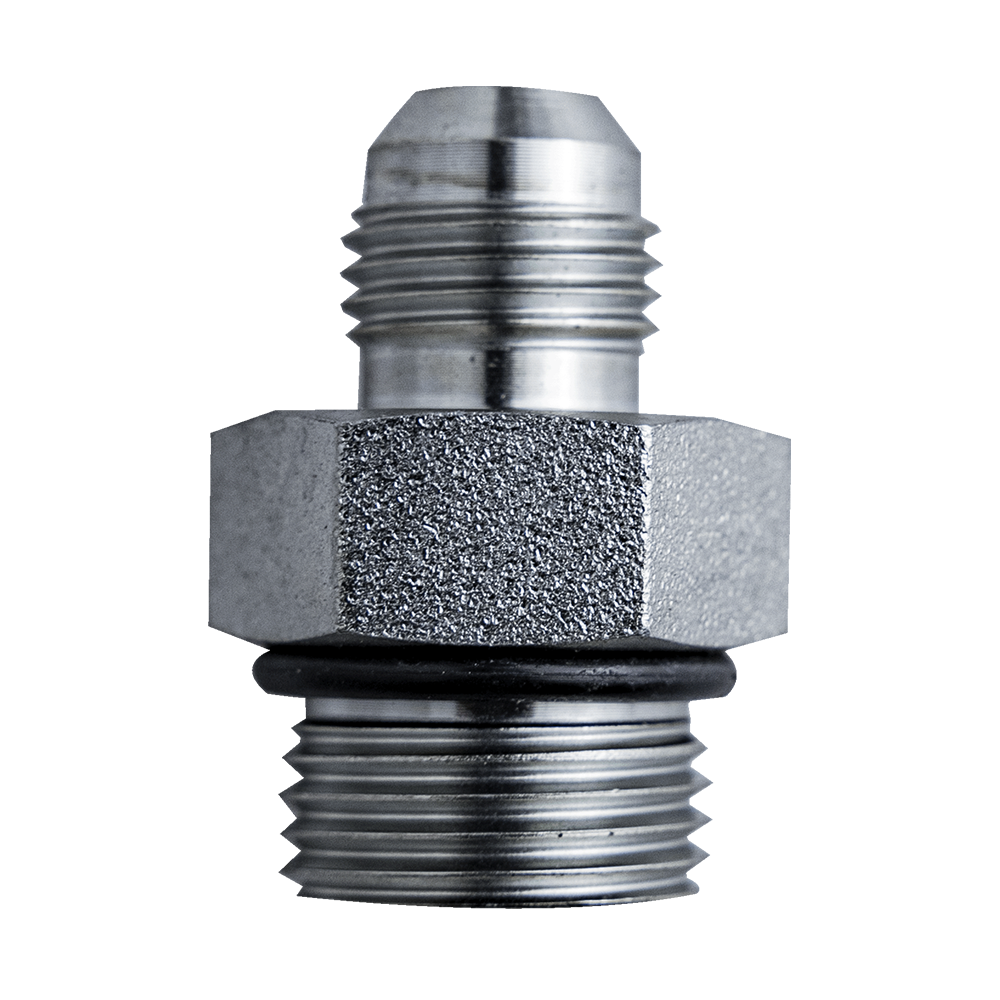 [GXHY-001002] ADAPTADOR HIDRÁULICO 0° RECTO 1/2" ORB MACHO (3/4"-16 SAE-8) A JIC MACHO 3/8" – ZINCADO