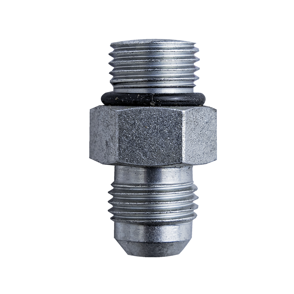 ADAPTADOR HIDRÁULICO 0° RECTO 3/8" ORB MACHO (9/16"-18 SAE-6) A JIC MACHO 3/8" – ZINCADO