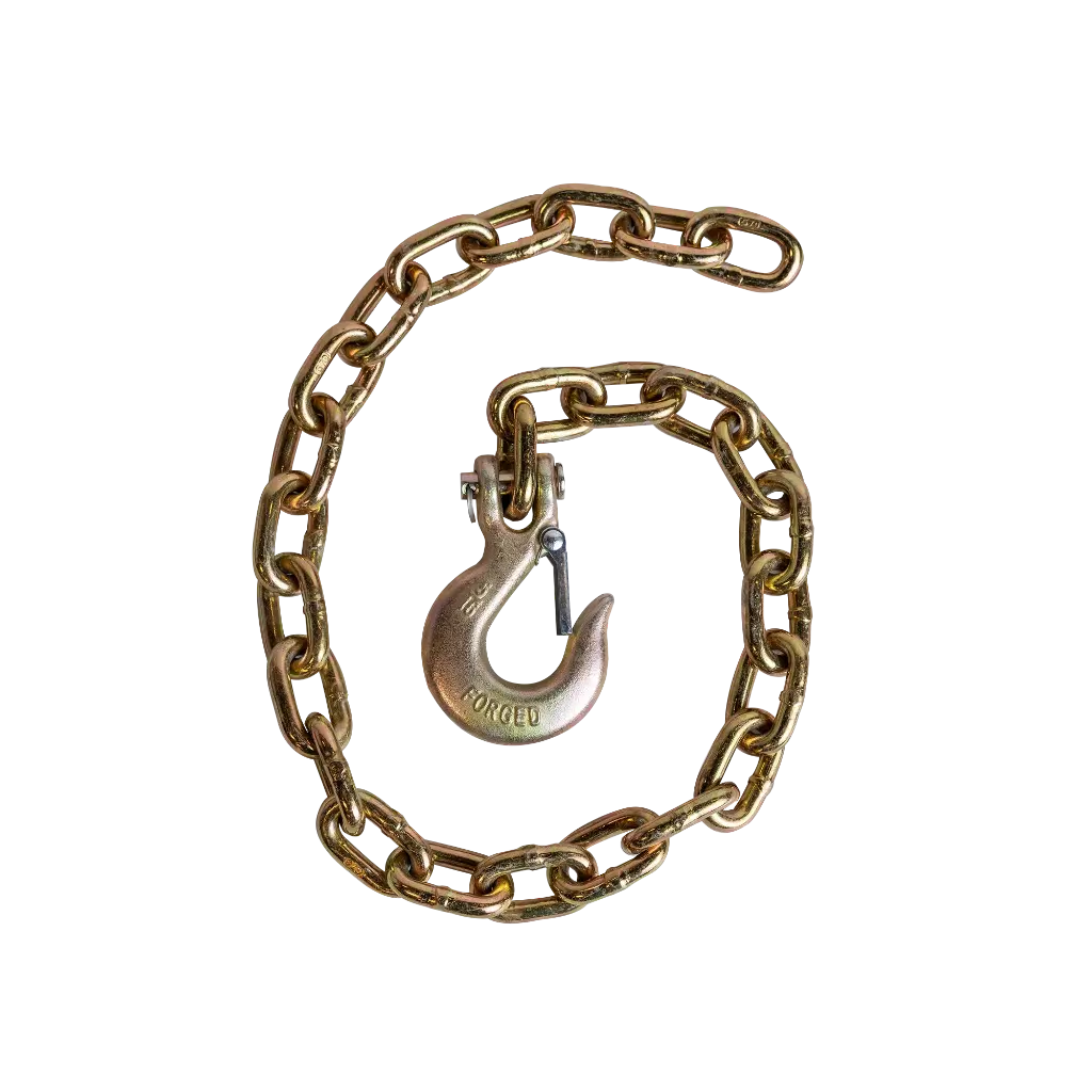GR70 SAFETY CHAIN W/ CLEVIS HOOK 5/16" X 36" 15,800 LBS MBS - ZINC PLATED (GOLD)