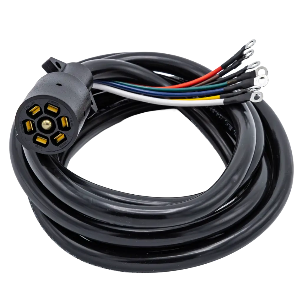 [GXEL-011002] ARNES DE ENCHUFE UNIVERSAL DE 7 VIAS PARA REMOLQUE CUELLO DE GANSO, 11' DE LARGO – NEGRO
