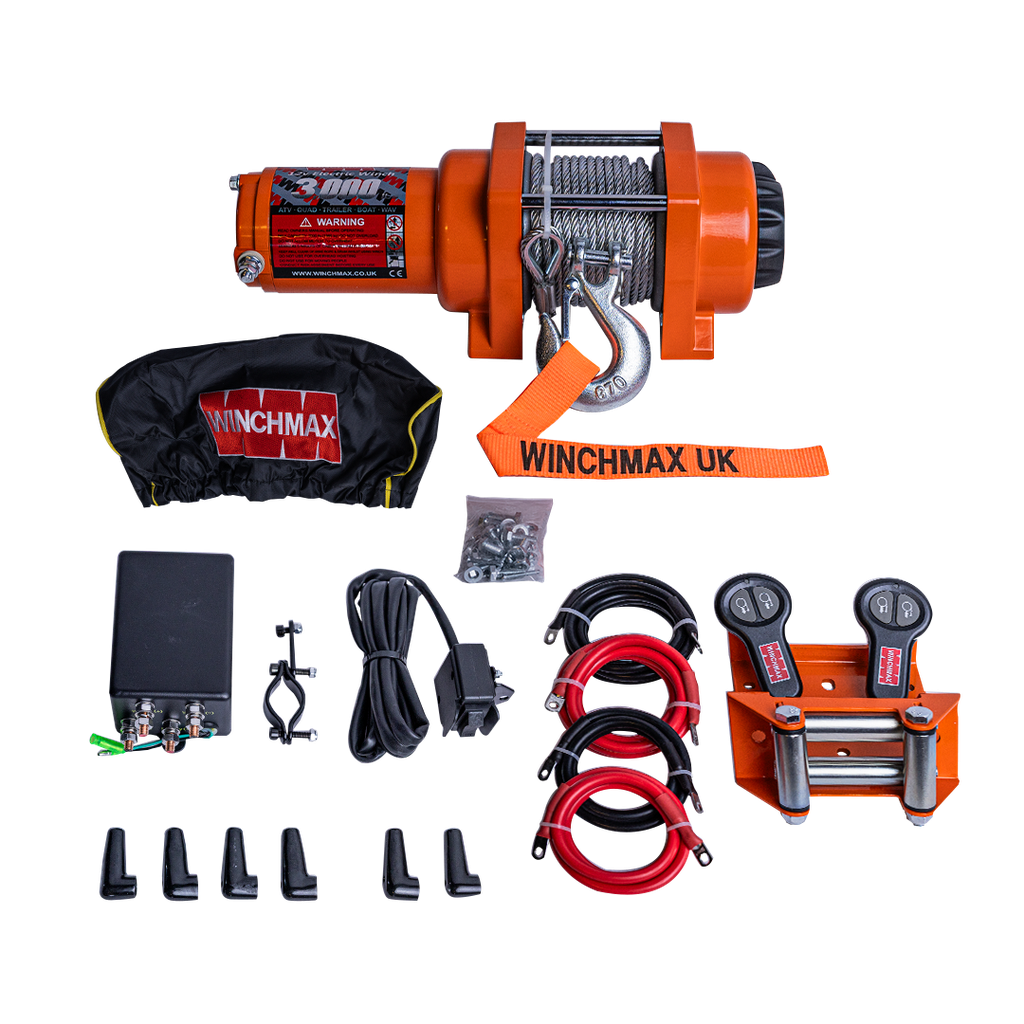 WINCH CON CUERDA DE ACERO WICHMAX 50' – 3,000 LBS – 12V – NARANJA – C