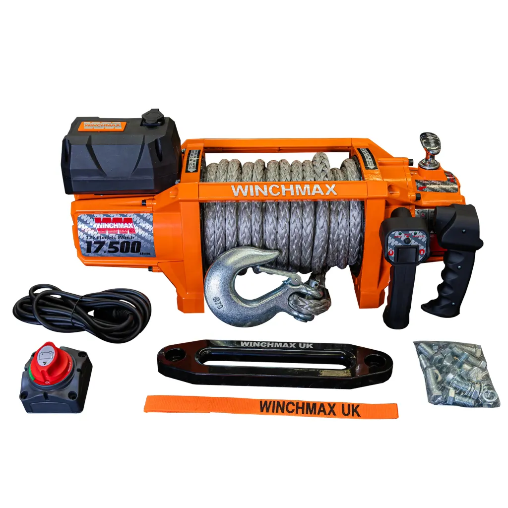 WINCH CON CUERDA SINTETICA WICHMAX 65' – 17,500 LBS – 12V – NARANJA – C