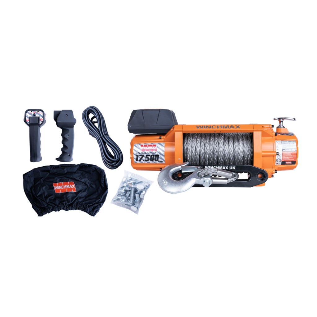 WINCH CON CUERDA SINTETICA WICHMAX 65' – 17,500 LBS – 12V – NARANJA – C