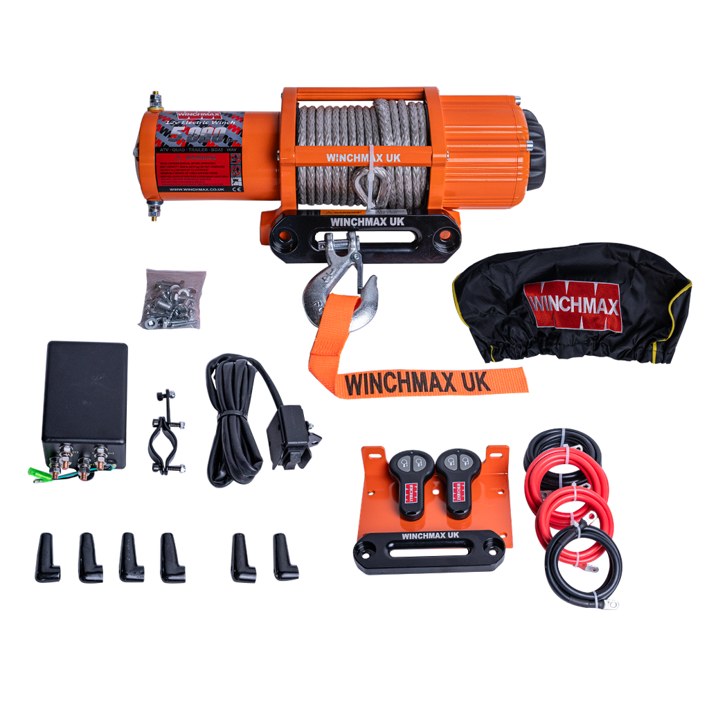 WINCH CON CUERDA SINTETICA WICHMAX 65' – 5,000 LBS – 12V – NARANJA – C